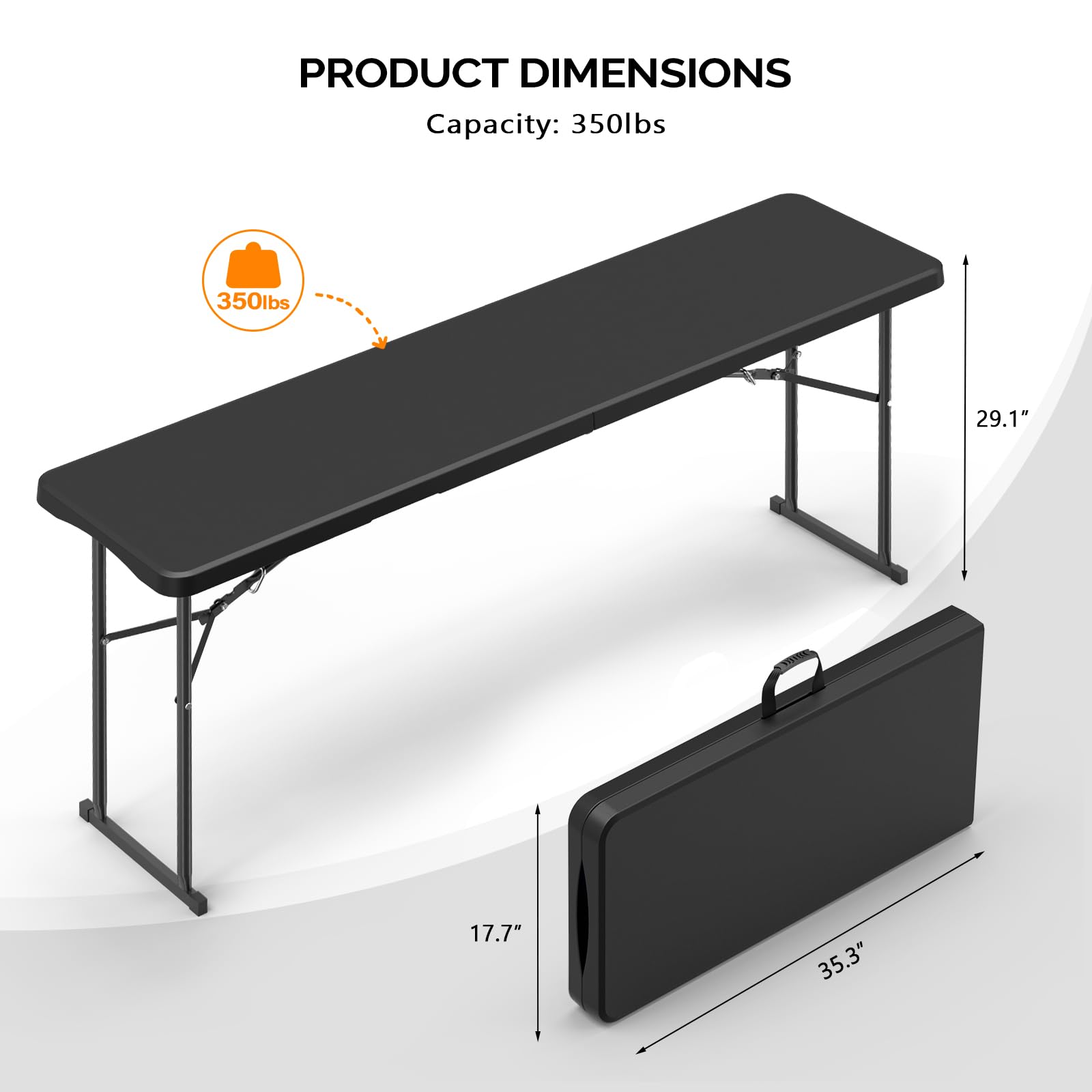 Amazon.com: VINGLI 6 FT Narrow Folding Table, Tabletop Folded in